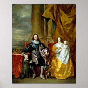 Pôster Henrietta Maria e Charles mim por Van Dyck