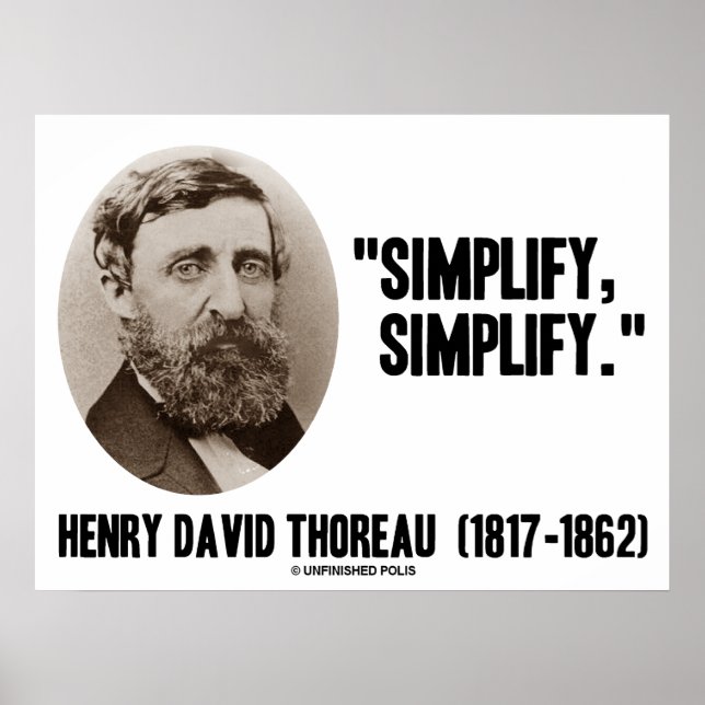 Pôster Henry David Thoreau Simplifique a citação (Frente)