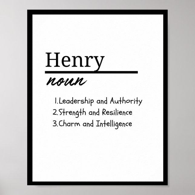 Poster Henry, Definição de Nome Personalizado de Menino (Frente)