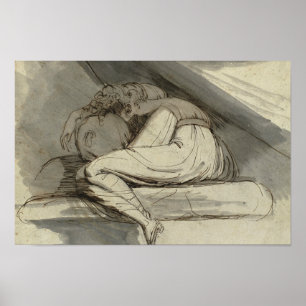 Pôster Henry Fuseli - assento da mulher, ondulado acima