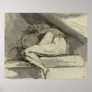 Poster Henry Fuseli - assento da mulher, ondulado acima