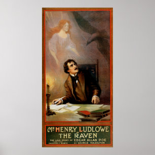 Poster "~ Henry Ludlowe 1908 de Edgar Allan Poe do corvo"