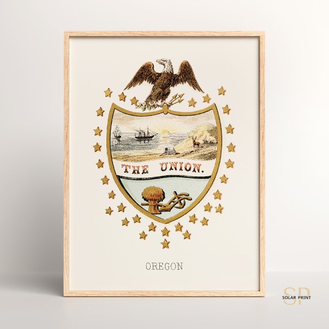 Poster Henry Mitchell Oregon Casaco de Armas Raras 1876 (Criador carregado)