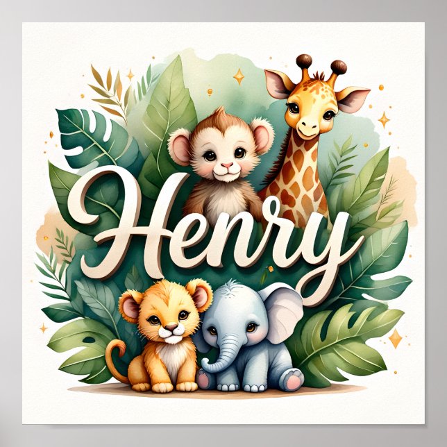 Poster Henry Safari Nursery Wall Art (Frente)