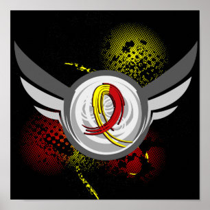 Pôster Hepatite vermelha e amarela C da fita e das asas