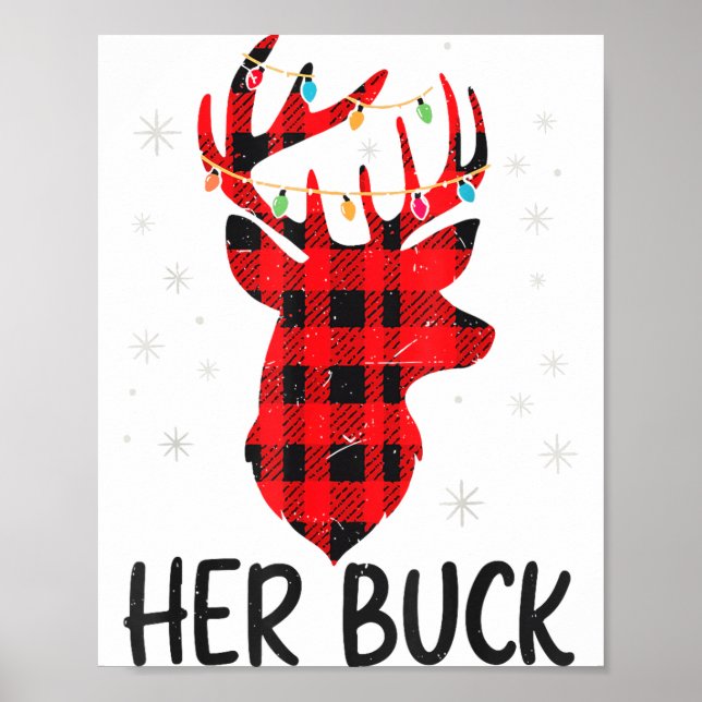 Poster Her Buck Deer Hunting Christmas Husband Gift Coupl (Frente)