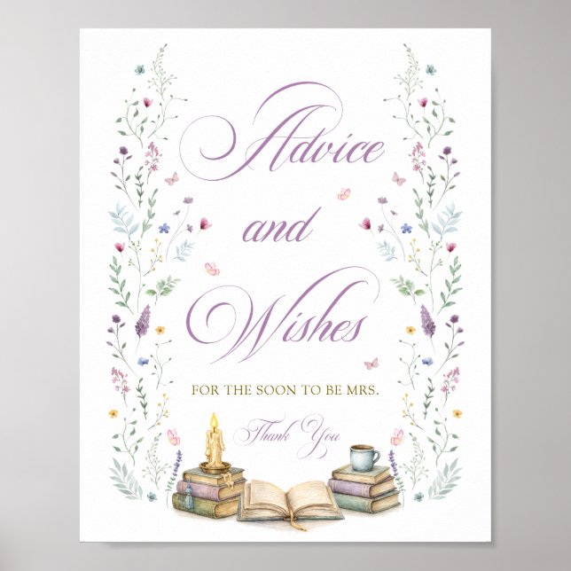 Poster Her Next Chapter Bridal Shower Advice and Wishes  (Frente)
