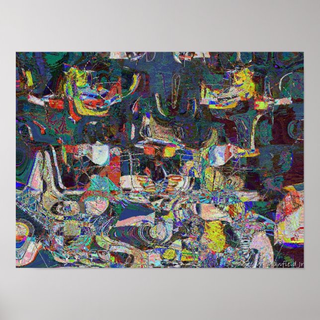 Pôster Heraklion Harbor no estilo abstrato Hundertwasser (Frente)