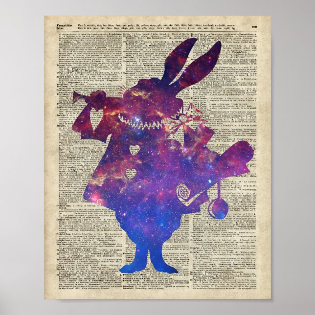 Poster Herald Purple Rabbit Stencil Sobre a Antiga Página (Frente)