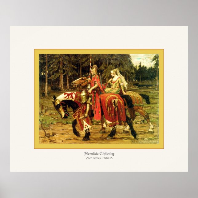Pôster Heráldico Chivalry ~ Alphonse Mucha (Frente)