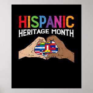 Poster Herança hispânica Mês Mãos Sinalizadores Cardíacos
