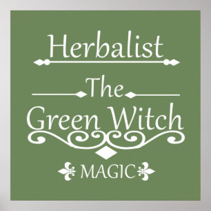 Poster herbalista a magia da bruxa verde