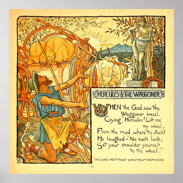 Poster Hércules e o Wagoneer Walter Crane (Frente)