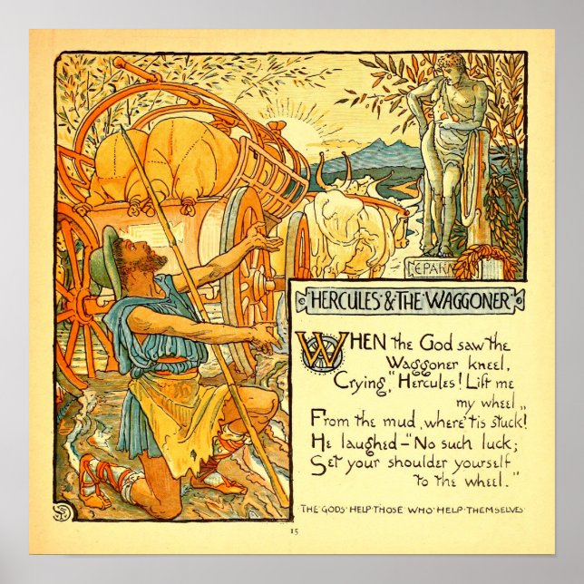 Poster Hércules e o Wagoneer Walter Crane (Frente)