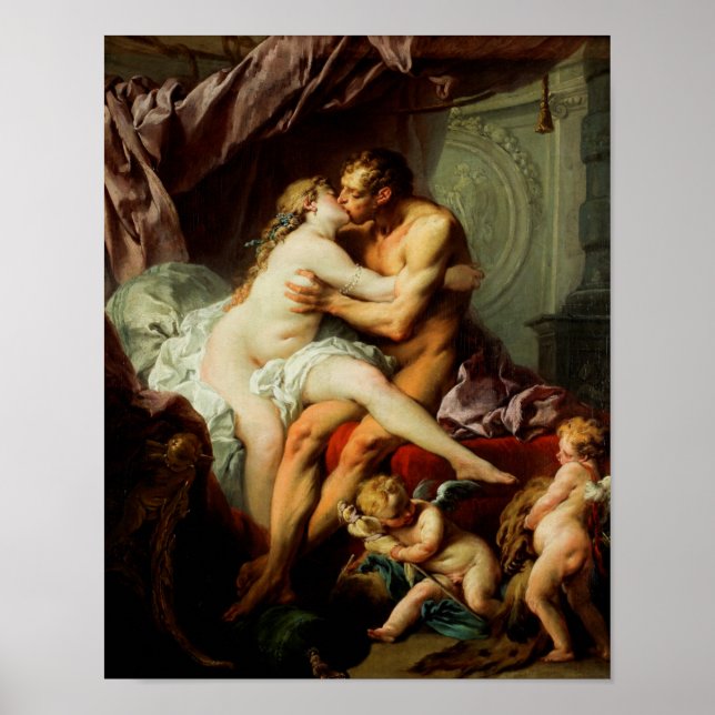 Poster Hércules e Omphale por Francois Boucher (Frente)