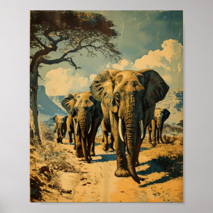 Poster Herdeiro elefante Vintage