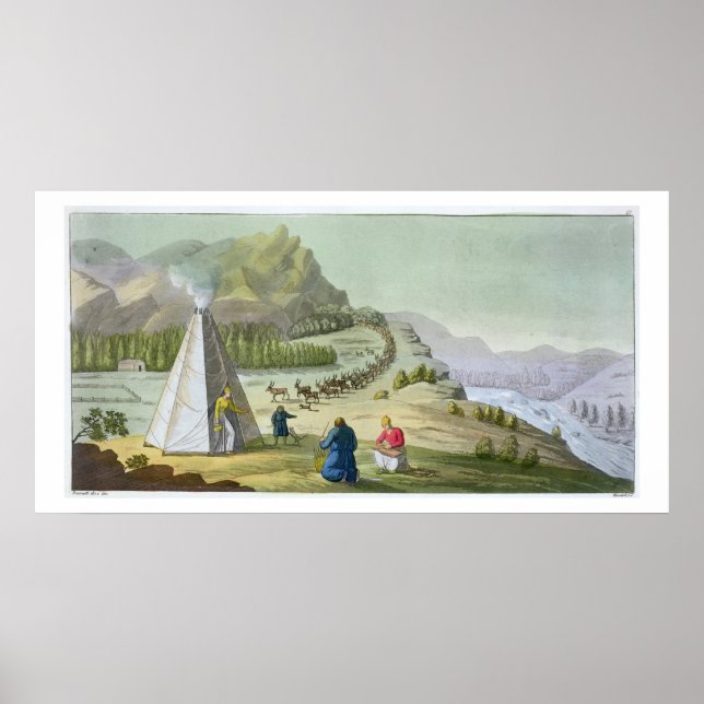 Poster Herding Reindeer, Lapland, prato 47 de Le Costu (Frente)