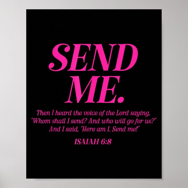 Poster Here Am I Send Me Isaiah 6_8 Christian Bible Verse (Frente)