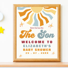 Poster Here come the son - Retro Sun Baby Shower