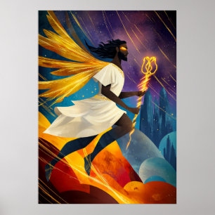 Poster Hermes - Legenda Minimalista Cubista - Mensageiro