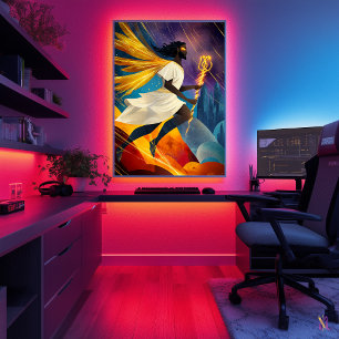 Poster Hermes - Legenda Minimalista Cubista - Mensageiro