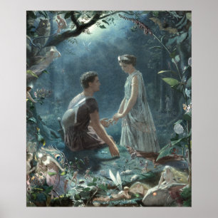 Poster Hermia Lysander & fadas Sonho de uma Noite de Verã