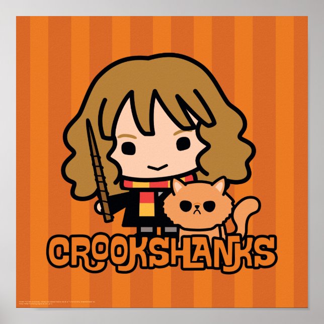 Poster Hermione e Crookshanks de desenho animado (Frente)