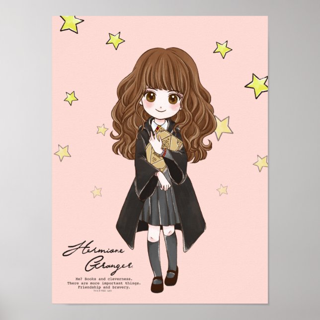 Poster Hermione Granger Mágica Aquarela (Frente)