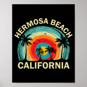Poster Hermosa Beach Califórnia Férias de Verão Retro
