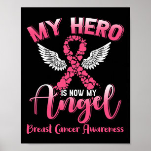 Poster Hero É Meu Anjo Câncer Da Mama Câncer Rosa Fita Ve