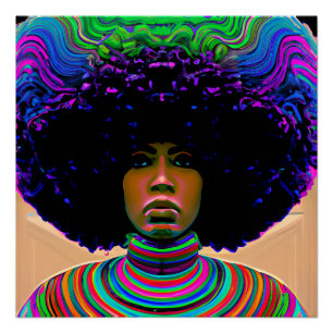 Pôster Hero Rainbow Hair Black Melanin Afro Queen Crown