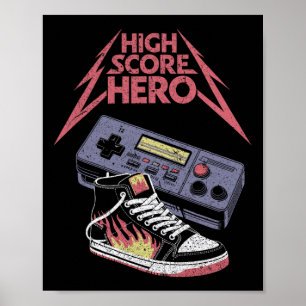 Poster Herói de Pontuação Alta Jogos Retro Gamer