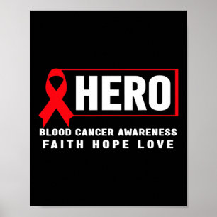 Poster Herói do Câncer de Sangue - Fita Vermelha Conscien