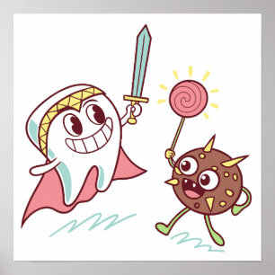 Poster Herói dos Dentes vs Bactérias Monstro Diversão Car