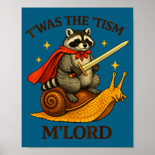 Poster Herói engraçado vintage guaxinim era o tismo m sen