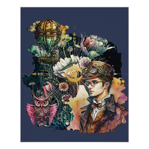 Pôster Herói Steampunk - Uma Colagem