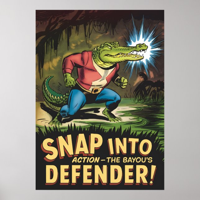 Poster Heroico Alligator Estilo de Bicho Bayou Defender (Frente)