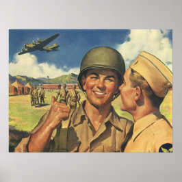 Poster Heróis Patrióticos Vintage, Homens de Avião Milita