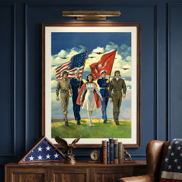 Pôster Heróis Patrióticos Vintage, Pessoal Militar Orgulh
