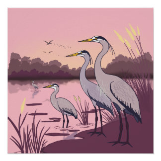 Pôster Herons by the Lake