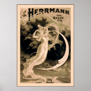 Pôster Herrmann o mágico 1898 do vintage do ~ do ~ do Co