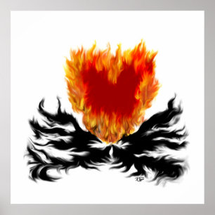 Poster Herz im Flammen