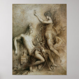 Pôster Hesiod e musa por Gustave Moreau