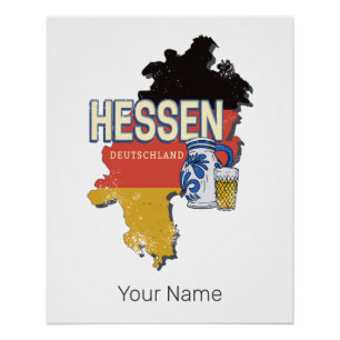 Pôster Hesse Alemanha Retrorestadual Mapa Vintage Jug Sou