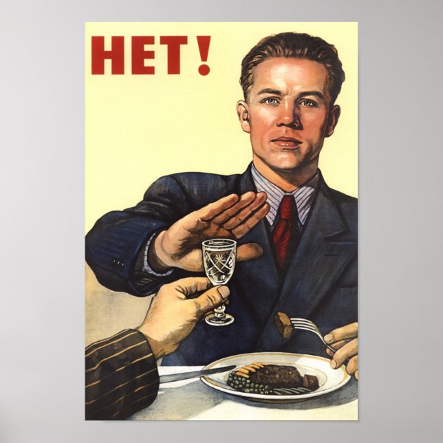Poster HET - Propaganda Anti-Álcool Soviética - 1954 (Frente)