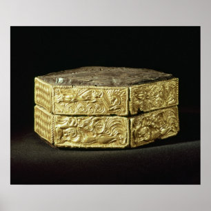 Poster Hexagonal pyxis decorated with animals