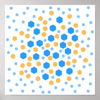Pôster Hexágonos Azul e Laranja.