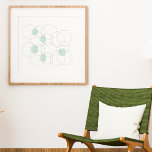 Poster Hexágonos Geométricos Modernos e Minimalistas<br><div class="desc">Meio século Hexagonal Geométrico Moderno e Minimalista,  preto e branco,  com pop de verde-menta. Se preferir um fundo de cor diferente ou se quiser adicionar texto,  basta clicar no botão personalizar.</div>