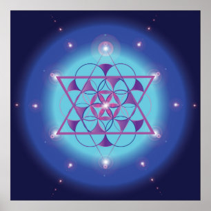 Pôster Hexagram, azul ultravioleta da geometria sagrado