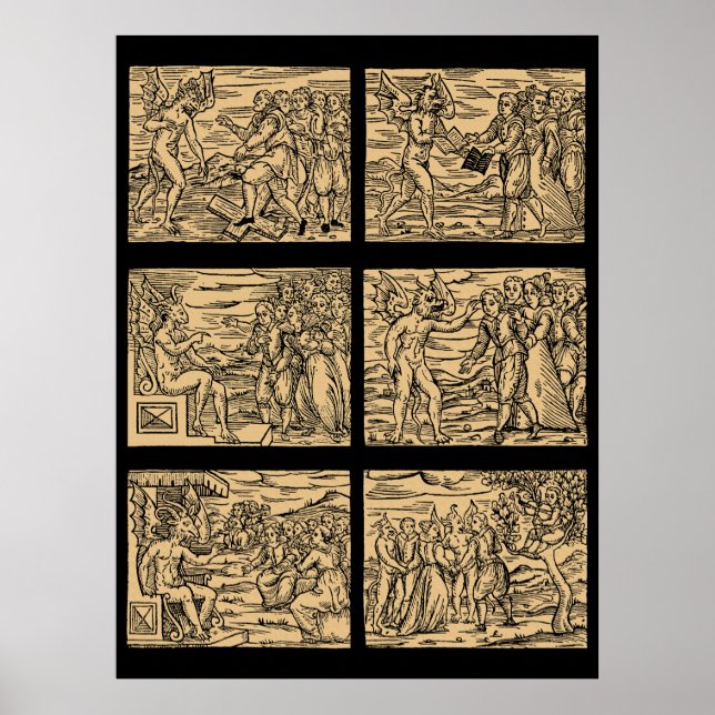 Poster Hexaptych de bruxas após Guazzo 30x40 (Frente)